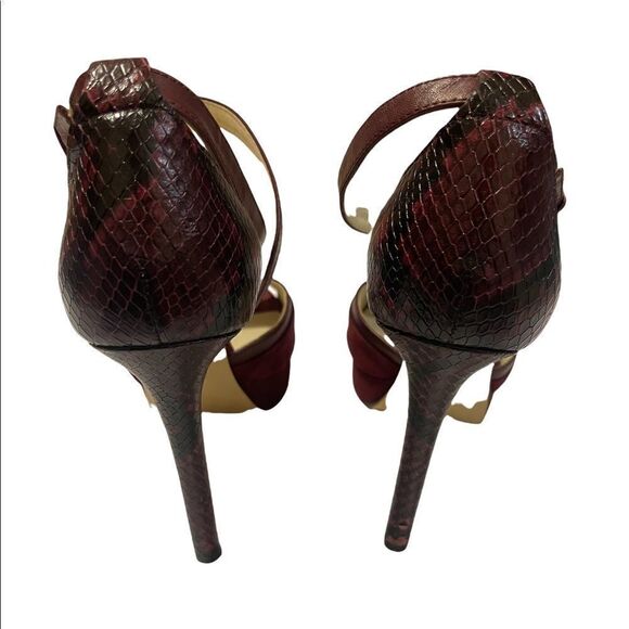 Michael Kors Red Wine Suede & Snakeskin High Heels - Picture 9 of 11